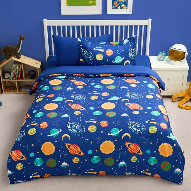 Juego de ropa de cama Joiedomi Twin de microfibra Cosmic Space de 5 piezas