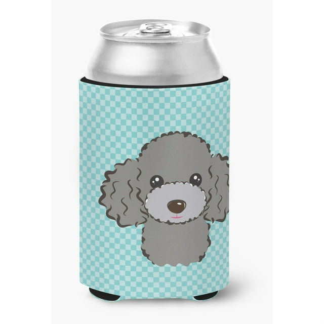 Tablero De Ajedrez Azul Plata Gris Caniche Lata O Abrazabotellas Bb1197Cc