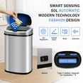 thumbnail image 4 of 13 Gallon Kitchen Trash Can Automatic Stainless-Steel Garbage Can with Touch-Free & Motion Sensor, Anti-Fingerprint Mute Designed Brushed Trash Bin , Silver, 4 of 8