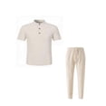 thumbnail image 4 of Avirosel Men's Casual Solid Color Pocket Short Sleeve Top and Elastic Waist Pants Set for Outdoor Summer Relaxed Wear, 4 of 5