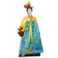 thumbnail image 3 of Korean Geisha Figurine Hanbok Dolls 12 inch Miniature Free Standing Korean Hanbok Geisha Doll Kabuki Statue for Home Office Tabletop Decor Yellow and Green, 3 of 8