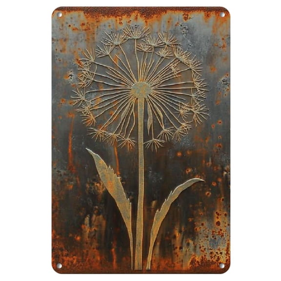 Room Decor 1-pc Vintage-style-style Metal Iron Wall Hanging 8x12 Inches (20cmx30cm) a Metal Plate with a Dandel on It Perfect for Wall Decor, Living Room