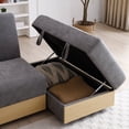 thumbnail image 6 of Convertible Sleeper Sofa Couch with Drop Down Table with 2Cup Holders, Multifunctional Double Folding Sofa Bed with Storage Ottoman and Sofa arm with box and drawer for Living room, Apartment, Grey, 6 of 9