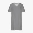 thumbnail image 4 of Loopsun Womens Summer Dresses, Plus Size Dress for Women, Casual V-Neck Short Sleeve Solid Plus Size Midi Dress with Pockets Gray 5XL, 4 of 5