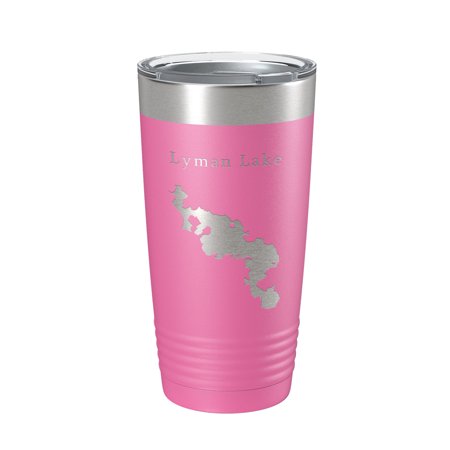 

Lyman Lake Map Tumbler Travel Mug Insulated Laser Engraved Coffee Cup Arizona 20 oz Pink