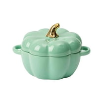 Usloyux Under $5 Ceramic Serving Bowl with Lid, Pumpkin Shaped Stew Pot for Soup Dessert, Oven Safe Kitchen Dining Ware for Cooking, Festive Tableware for Holiday Meals