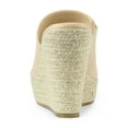 thumbnail image 3 of BLISSFUL STEP Women's Shoes Wedge Heel Open Toe Espadrille Platform Mules Beige 6, 3 of 8