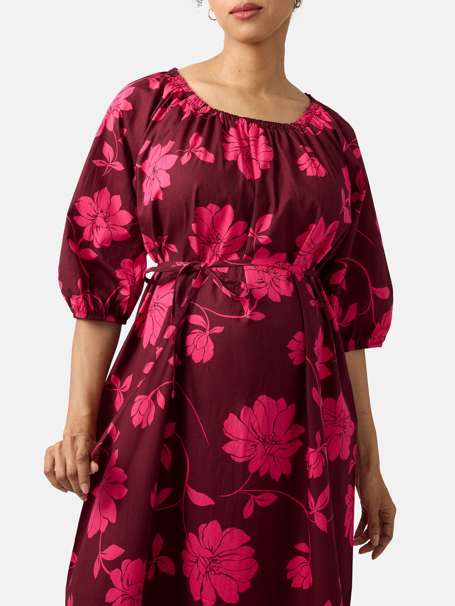 Ingrid & Isabel For Every Belly Women’s Maternity Midi Cotton Dress, Sizes S-XXL