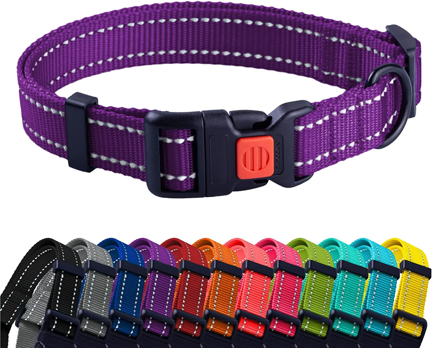 CollarDirect Reflective Dog Collar Safety Nylon Collars for X Large