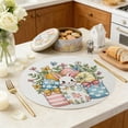 thumbnail image 5 of Antqov Easter Placemats, 14" Spring Linen Round Place Mat Cute Bunny Eggs Designs Easter Placemat for Party, Kitchen, Home & Holiday Decorations, 5 of 6