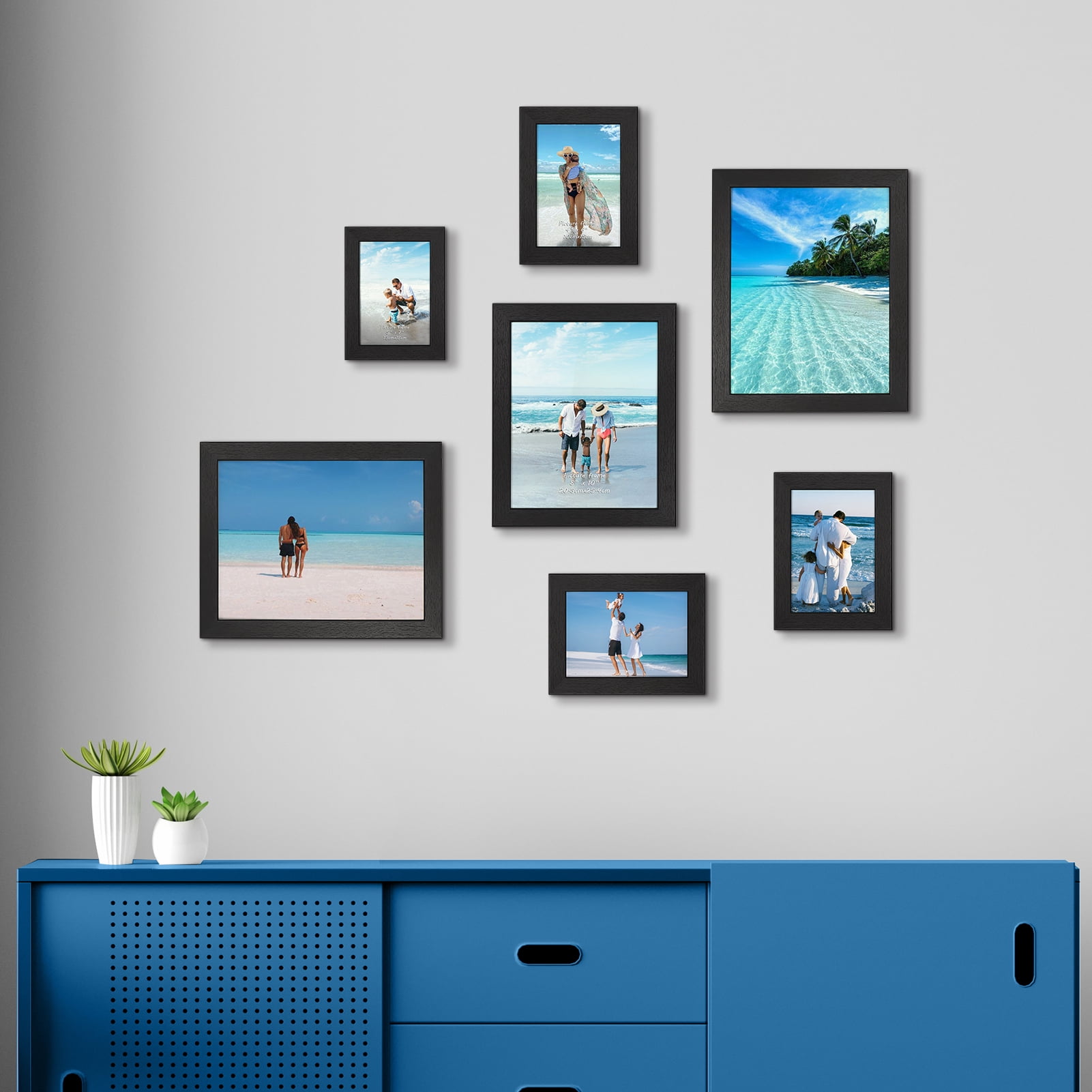 8.5x11 Document Picture Frames Set of 7, Black Certificate Frame for Wall Mounted and Tabletop Display