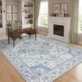thumbnail image 2 of Janvonne Bohemian 6'x9'Blue Grey Area Rug, Low-pile Washable Non-Slip Boho Carpet for Living Room Bedroom Nursery, Pet Friendly，Home Decoration, 2 of 6