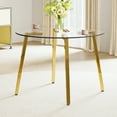 thumbnail image 2 of DUOSONG Modern Minimalist Style Circular Transparent Tempered Glass Table, Tempered Glass Tabletop, Golden Metal Legs, Suitable For Kitchen, Dining Room, And Living Room, 42 "* 42" * 29.5 "1123R, 2 of 23