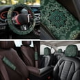 thumbnail image 4 of Binienty Bohemian Mandala Floral Auto Seat Covers with Steering Wheel Cover Armrest Cushion Pad Headrest Covers Automotive Seat Belt Covers Vehicle Interior Accessories Set for Sedan SUV Truck Van, 4 of 7
