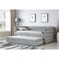 thumbnail image 4 of Pemberly Row Lansford Twin Size Tufted Nailhead Trim Daybed with Trundle in Dove Gray, 4 of 5