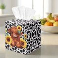 thumbnail image 3 of FKELYI Sunflower Highland Cow Print PU Leather Tissue Box Cover Squared Tissue Holder Organizer with Button Modern Decoration for Home Bathroom Kitchen Office, 3 of 7