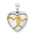 thumbnail image 1 of Beautiful Sterling Silver Rhodium-plated Gold-plated Linked Hearts 12mm Heart Locket, 1 of 2