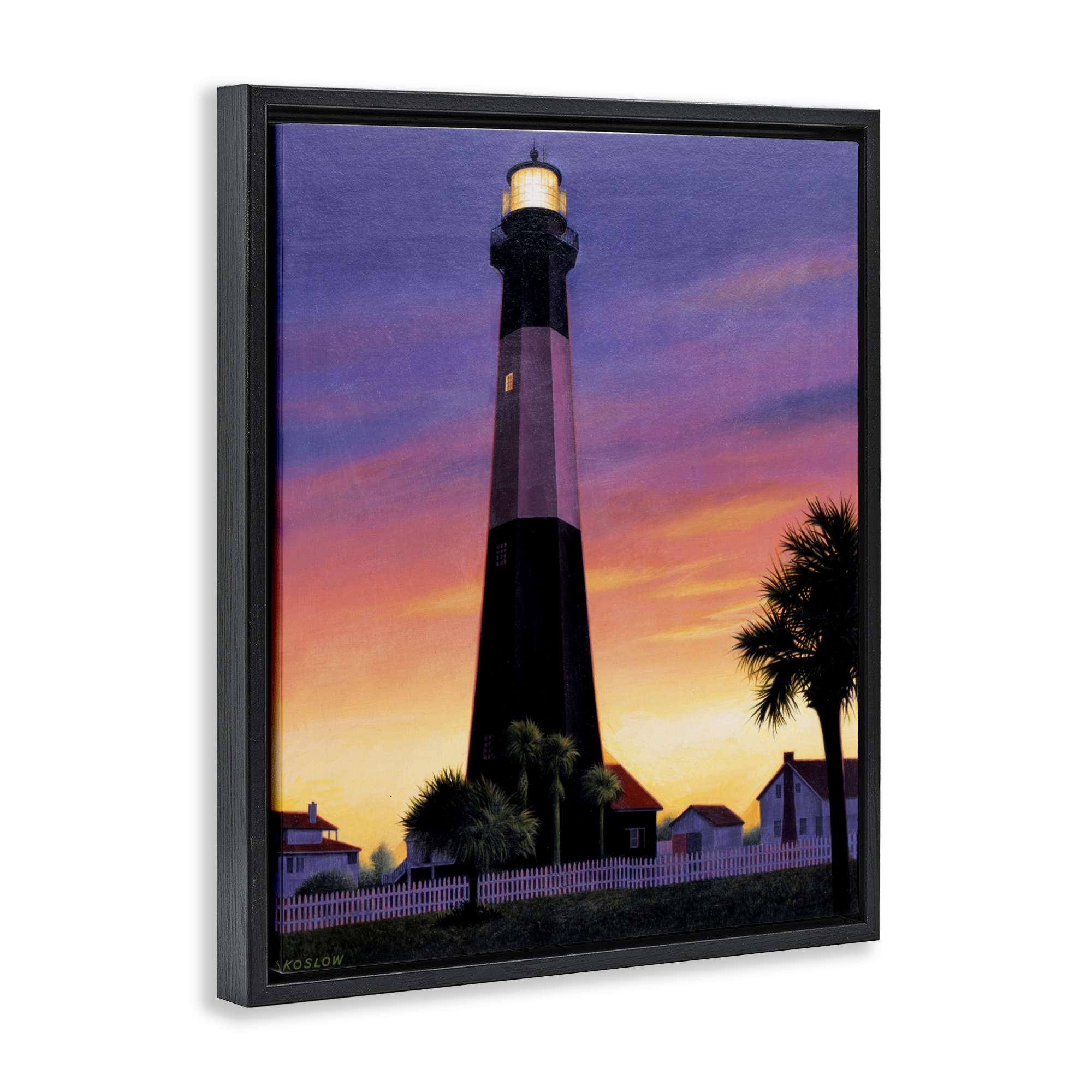 Georgia Tybee Island Lighthouse Black Framed Floater Canvas Wall Art, design by Wind River Studios