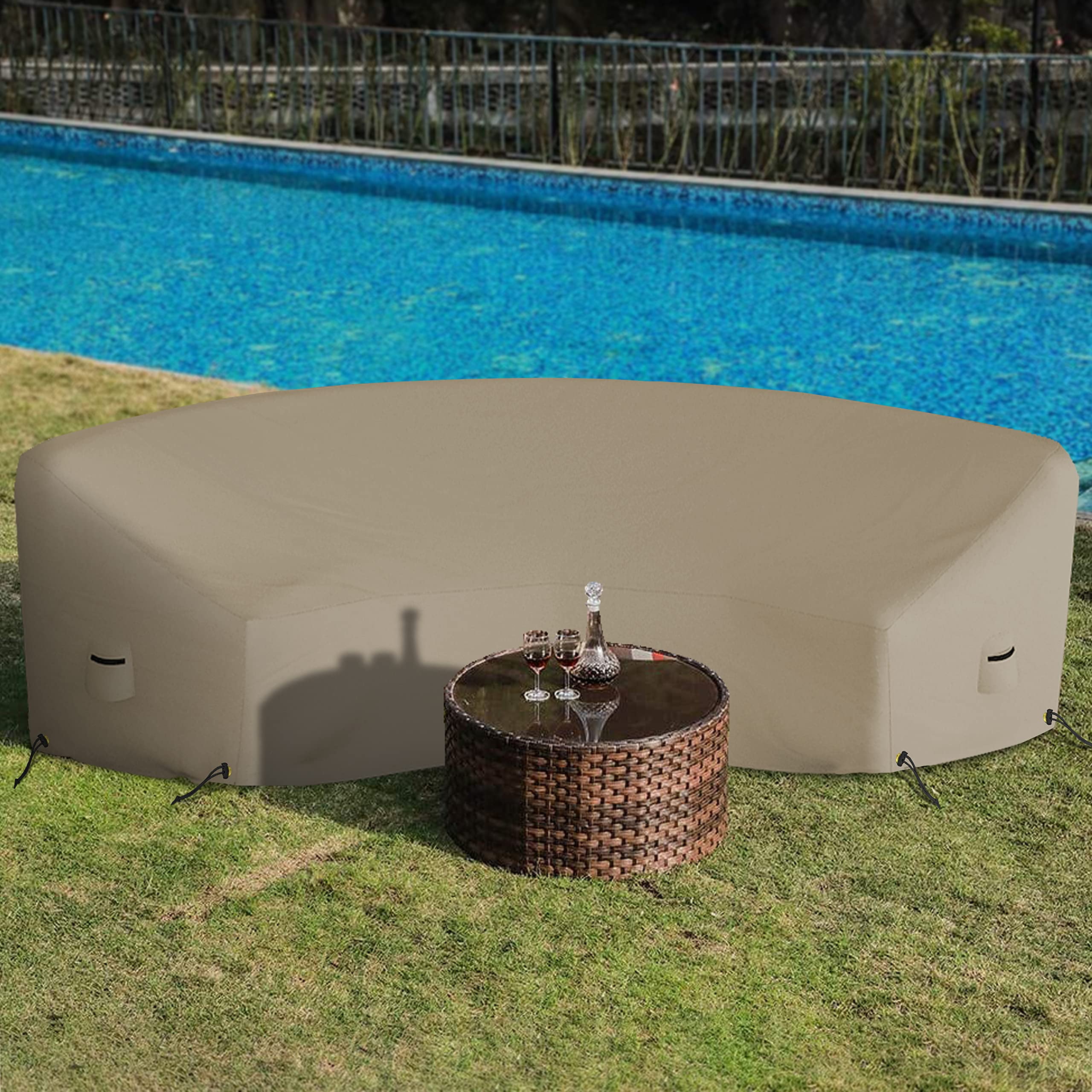 Covers & all Curved Outdoor Couch Cover, 1000D Waterproof, UV-Resistant Patio Furniture Cover