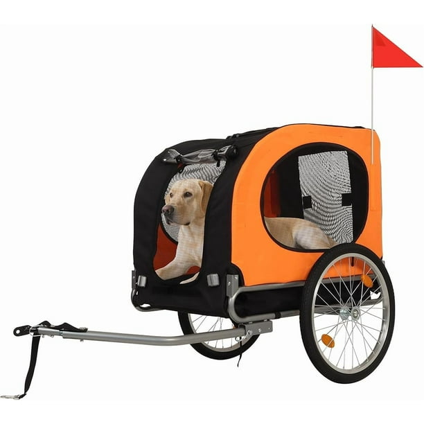 Remolque para Mascotas 2 en 1 – Remolque para Bicicleta y Jogger, Ruedas 20"-29", Impermeable y Resistente a UV, Arnés de Seguridad de 5 Puntos, Amortiguación, Interior Espacioso de 36", Plegable