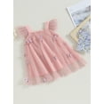 thumbnail image 3 of Arvbitana 6M 12M 1T 2T 3T 4T 5T Toddler Baby Girls Sweet Princess Dress 3D Flower/Butterfly Square Neck Fly Sleeve Tulle Tutu A-line Dress Little Girls Cute Clothes, 3 of 8