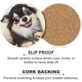 thumbnail image 6 of Round Drink Coasters 2 Pcs Cute Happy Small Dog Absorbent Ceramic Coaster with Cork Base for Coffee Cups Housewarming Gift for Home Decor, 6 of 6