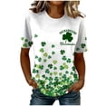 thumbnail image 2 of Ichuanyi St Patricks Day Round Neck Short Shirts for Women Green Lucky Graphic Shirt Casual Short Sleeve T Shirt Tops Pullover Casual Tee, 2 of 5