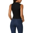 thumbnail image 3 of INSPIRE CHIC Women's Mock Neck Knit Sleeveless Casual Trendy Ribbed Pullover Tank Tops M Black, 3 of 6