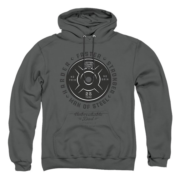Popfunk Superman Father's Day SUPERMAN Unbreakable Dad Adult Pull-Over Hoodie, Charcoal, X-Large