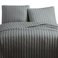 thumbnail image 4 of Benjara 3 Piece Crinkles Queen Size Coverlet Set with Vertical Stitching, Gray, 4 of 5