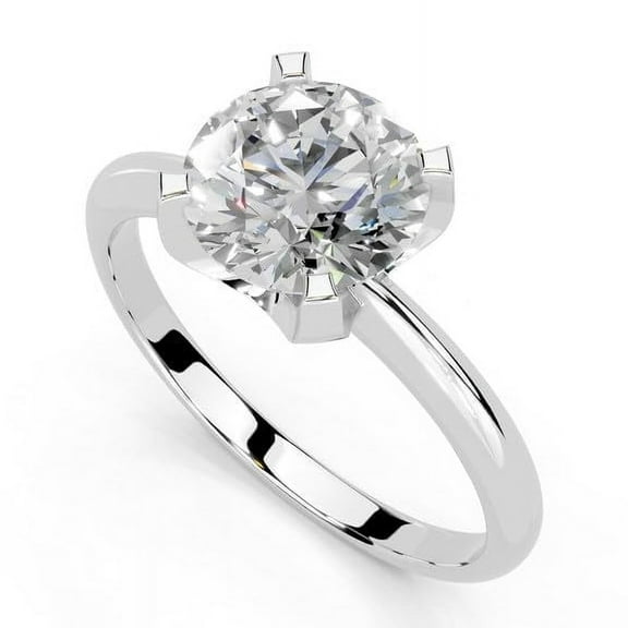 DIAMOND DOMAIN Certified Round Cut Classic Solitaire Lab Grown Diamond Engagement Wedding Anniversary Ring for Women 10K White Gold 2.0 ct - Size 8