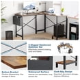 thumbnail image 3 of GlasFlength L Shaped Gaming Desk, 49 Inch Reversible L-Shaped Standing Desk with CPU Storage Shelf & Side Bag, Wooden Corner Computer Table for Home Office, Rustic 49Inches, 3 of 6