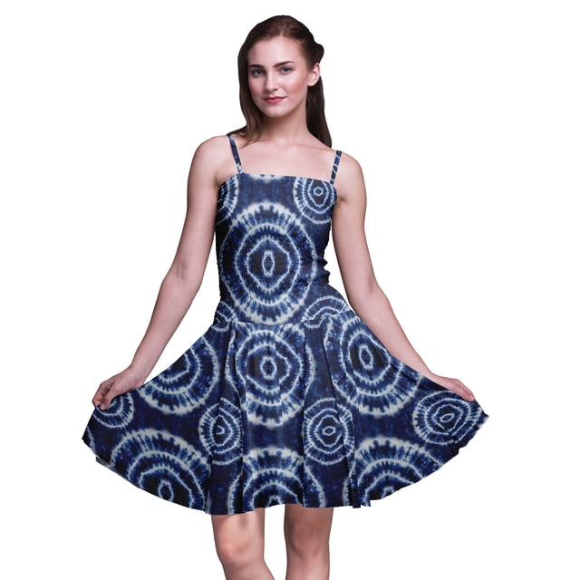 Bimba Robe d'Été à Bretelles Spaghetti Imprimée Shibori Robe de Plage Fête - Petite