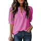thumbnail image 1 of Mujeres de Manga Corta Tops Cuello en V de la Manga de la Moda Hueca Delgada Casual Top Color Sólido para Primavera Verano, 1 of 7