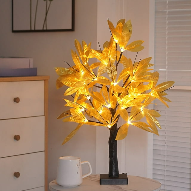 Adornos navideños, regalos navideños, luces LED de abedul blanco para atraer la riqueza, luces navideñas, adornos decorativos, luces para árboles navideños