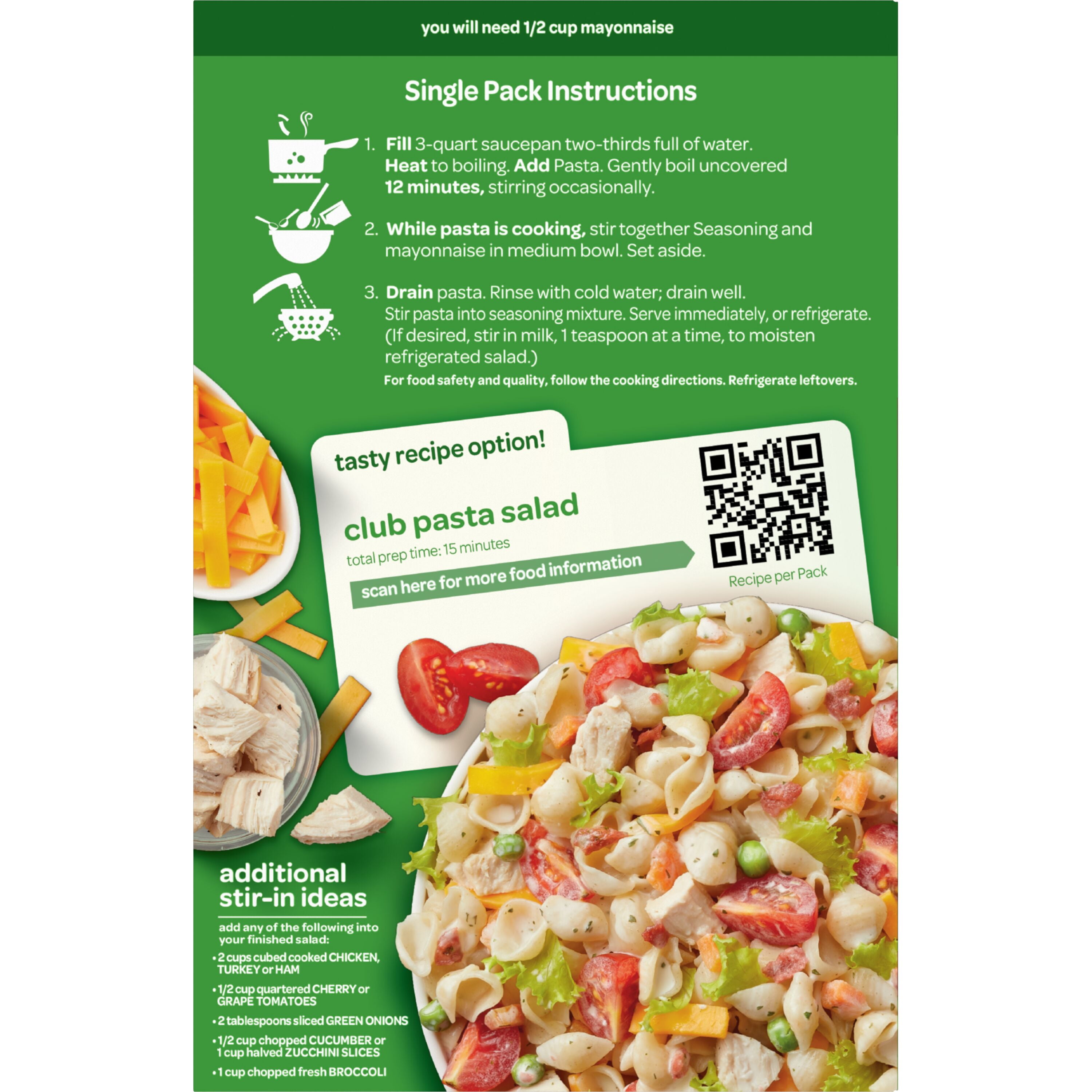 Suddenly Salad Ranch & Bacon Pasta Salad Mix with Vegetable Blend & Seasoning, 15 oz Box