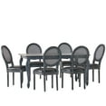 thumbnail image 2 of Noble House Marlette Faux Leather Upholstered Wood, and Cane Expandable 7 Piece Dining Set, Gray and Midnight Black, 2 of 16
