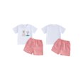 thumbnail image 2 of BemeyourBBs Toddler Baby Boy Valentines Day Outfit Spring Summer Clothes Cute Fire Engine Embroidery Short Sleeve T-Shirt Top and Plaid Shorts Set, 2 of 9