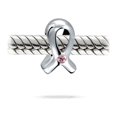 thumbnail image 2 of Bling Jewelry Womens Empowering Pink Ribbon Breast Cancer Survivor CZ Charm Bead Sterling Silver Gift, 2 of 3