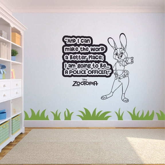 Be A Police Officer Quote Zootopia Cartoon Quotes Wall Sticker Art Decal for Girls Boys Room Bedroom Nursery Kindergarten House Fun Home Decors Stickers Wall Art Vinyl Decoration Size (30x27 inch)