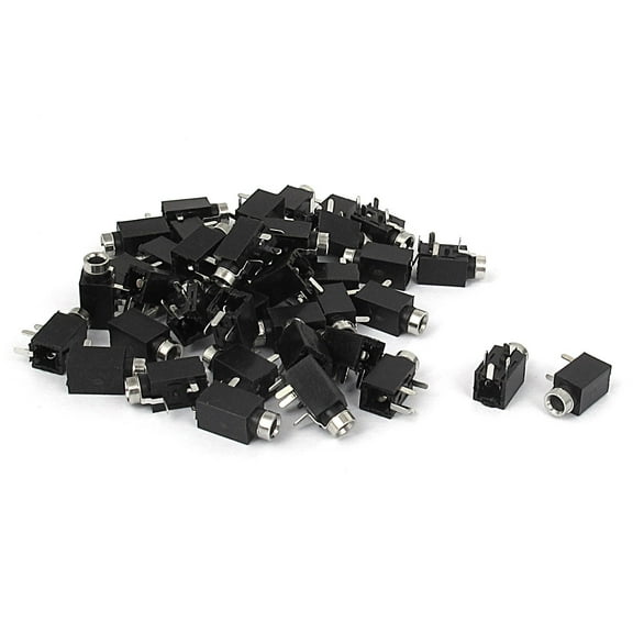 40 Pcs Black PCB Mount 4 Terminals Female 2.5mm Stereo Jack Socket Connector