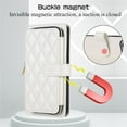 thumbnail image 3 of YEYKX Wallet Case for iPhone 12 Pro Max 6.7inch with Wrist/Shoulder Strap, 9 Card Slots Zipper Purse Luxury Leather Stand Checkered Cell Phone Cover,White,For iPhone 12 Pro Max, 3 of 10