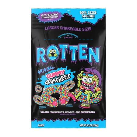 Rotten Original Gummy Cruncheez, Low Sugar & Dye-Free, Gluten Free Candy, 5.3 oz