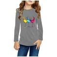 thumbnail image 2 of Fesfesfes Girls Long Sleeve Pullover Shirts Casual Fashion Crewneck Love Print Tops Loose Fits Plain Tunic Blouses for 3-14Years(Gray,5 Years), 2 of 5