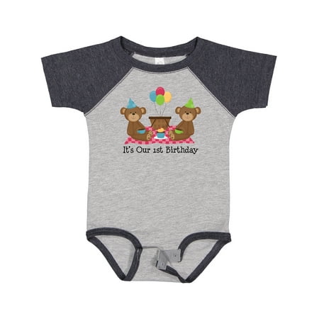 

Inktastic Twins 1st Birthday Bears Gift Baby Boy or Baby Girl Bodysuit