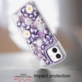 thumbnail image 6 of For Apple iPhone 12 Pro Max Case, Fashion Daisy Floral Series, Full 3D Bling Crystal Diamonds Sparkling Rhinestone Glitter Hybrid Design Phone Cover (Purple), 6 of 9