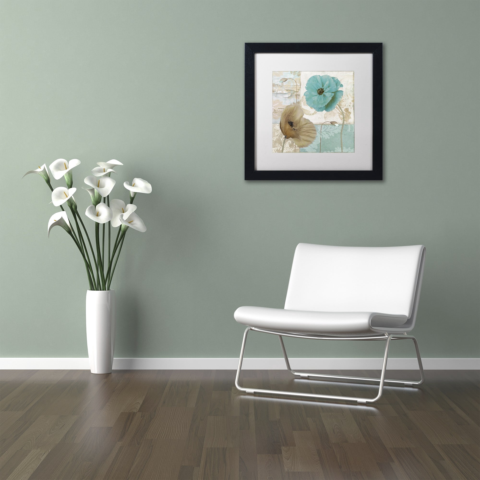 Trademark Fine Art "Beach Poppies IV" Canvas Art by Color Bakery White Matte, Black Frame
