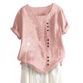 thumbnail image 1 of CHOK Hauts pour Femmes en Liquidation Mode Été Ample Imprimé Col Rond T-Shirt Manches Courtes Blouse Décontractée, 1 of 2
