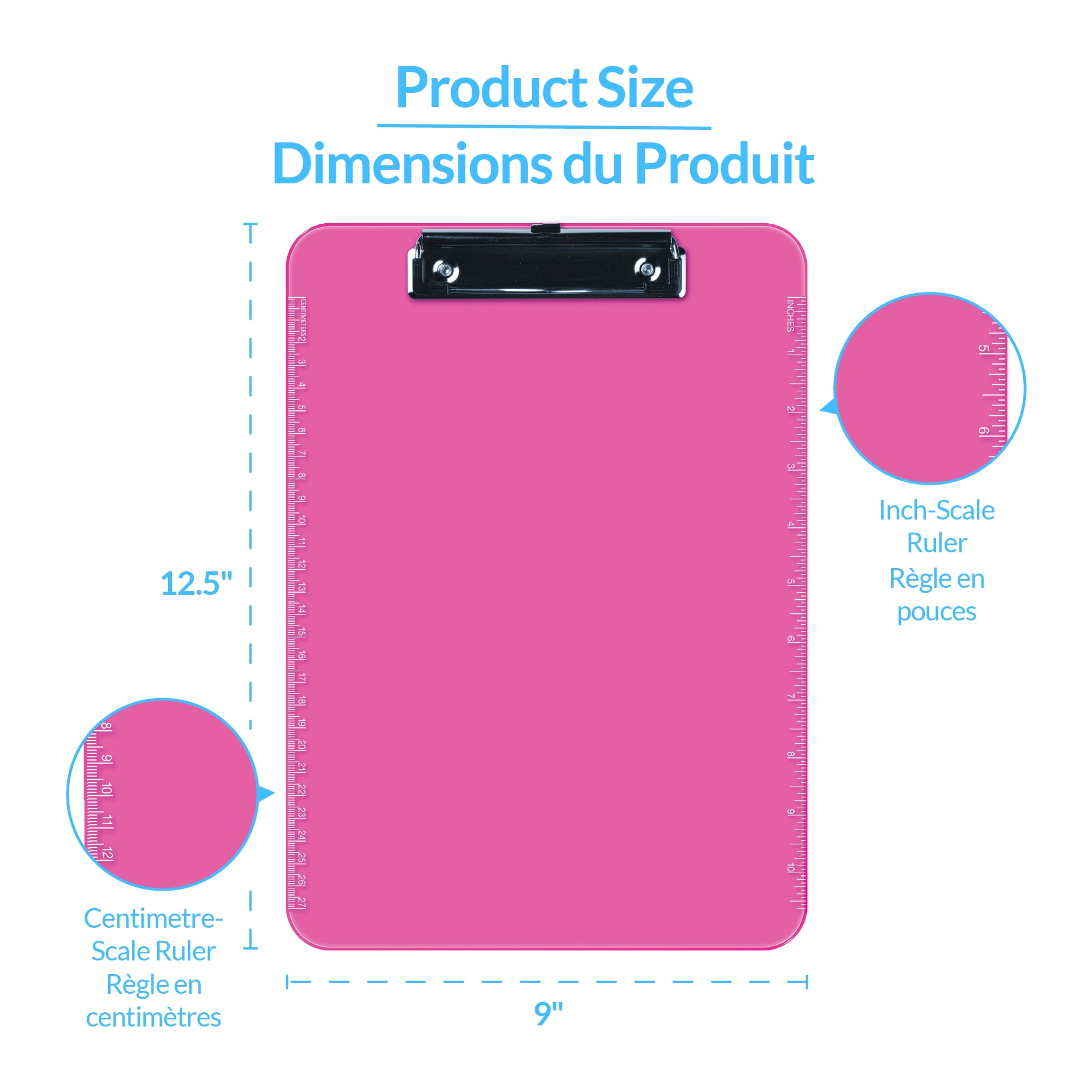 Bloc-notes en plastique Davis Group, pince plate, rose transparent, ensemble de 6