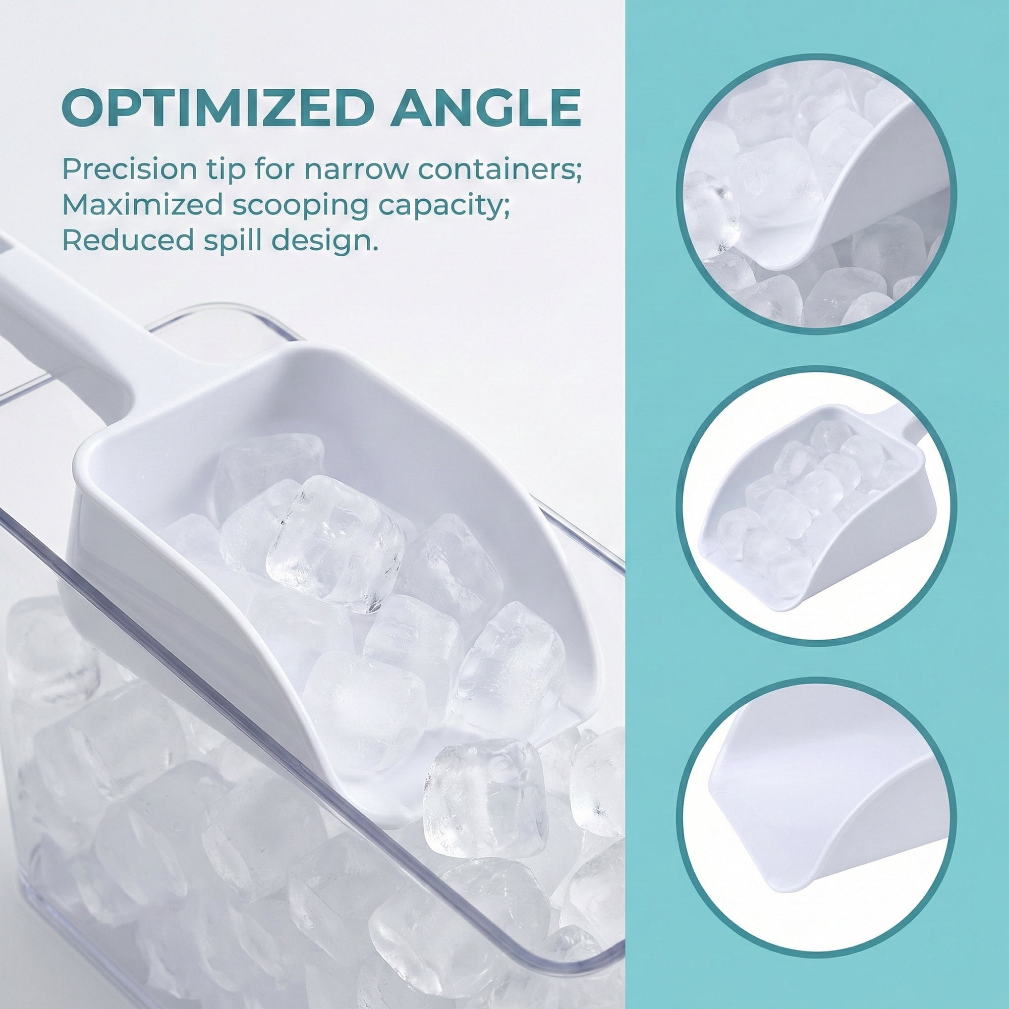 Unique Bargains Easy Clean Plastic Kitchen Use Ice Scoop White-1PCS 11.2*5.1inch